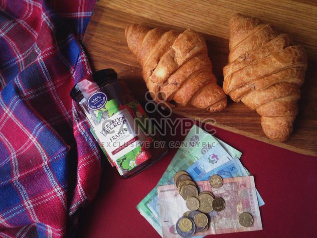 Raspberry jam and two croissant - image #198831 gratis