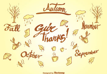 Doodle autumn elements - vector gratuit #199351 