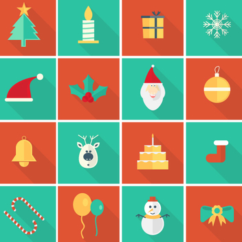 Flat Vector Christmas Ornaments and Icons - Kostenloses vector #202141