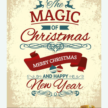 Vintage Grunge Christmas Vector Poster - Free vector #202151