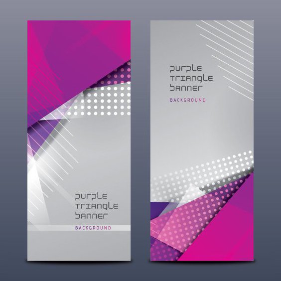 Purple Triangle Banners - Free vector #205401