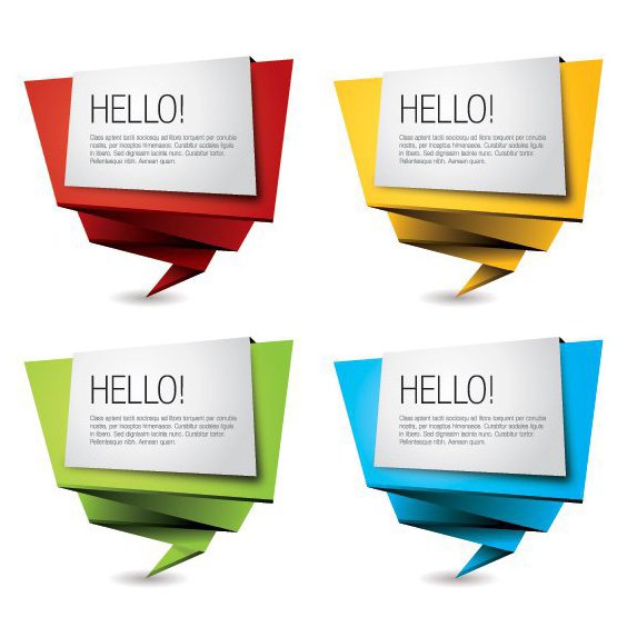Colorful Origami Banners - vector gratuit #205611 