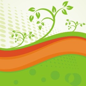 Waves With Floral Branch - vector gratuit #208111 