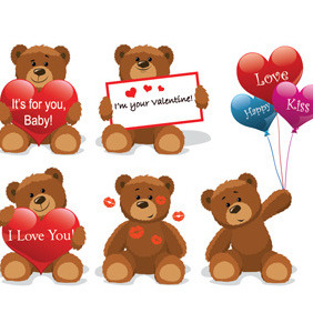 Valentine Teddy Bears - бесплатный vector #211011