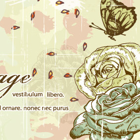 Vectorious Free Vintage Roses With Butterflies - бесплатный vector #211531
