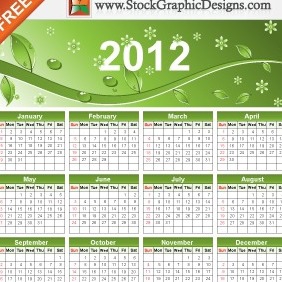 2012 Eco Green Free Vector Calendar - Kostenloses vector #212171