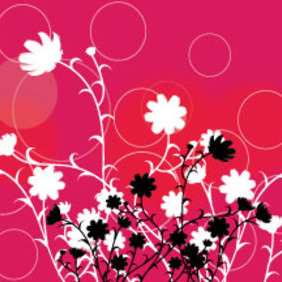 Black Flowers In Red Background - бесплатный vector #213981