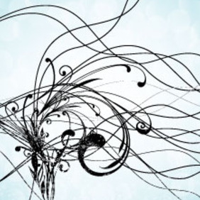 Black Swirls Lines In Blue Design - vector gratuit #215641 