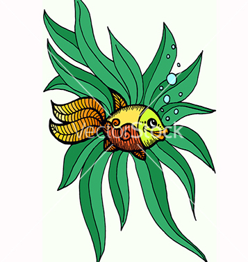 Free goldfish in algae vector - vector gratuit #217471 