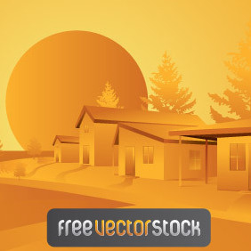 Orange Landscape Vector - Free vector #221521
