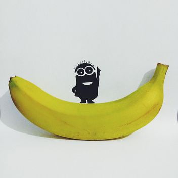 yellow banana on white background - бесплатный image #272211