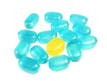 Blue and yellow candies on a white background. #goyellow - image #272601 gratis