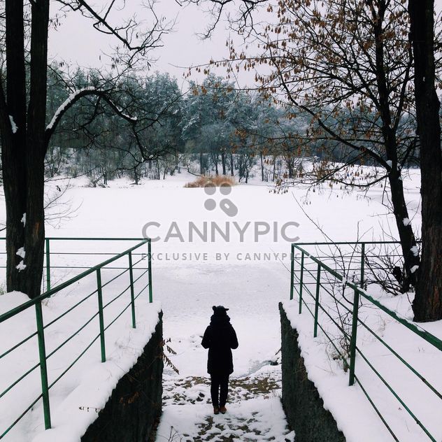 Girl looking on winter landscape - image gratuit #273901 