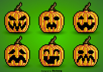 Pixel pumpkins - Free vector #274111