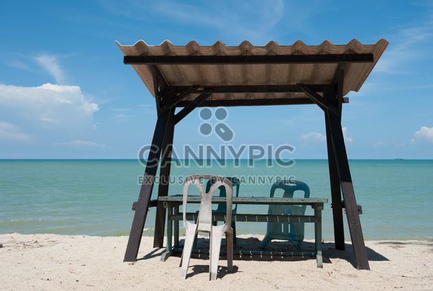 Tables and chair on beach - Free image #275091