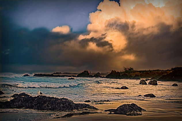 Storm clouds over glass beach - Free image #301261