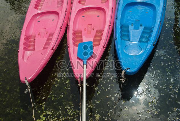 Colorful kayaks docked - image #301661 gratis