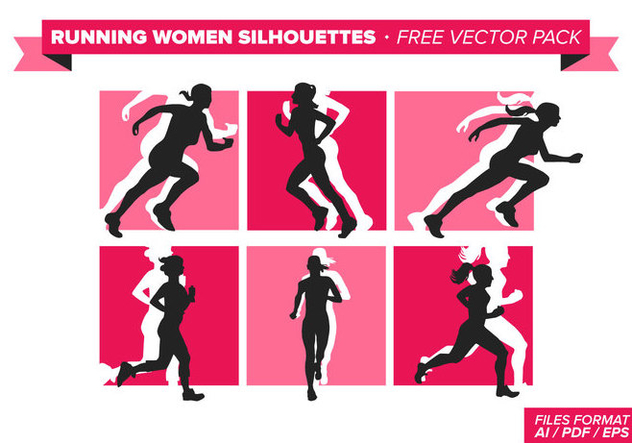 Running Women Silhouette Free Vector Pack - vector gratuit #302221 