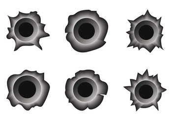 Free Bullet Hole Metal Vector Set - Kostenloses vector #305451