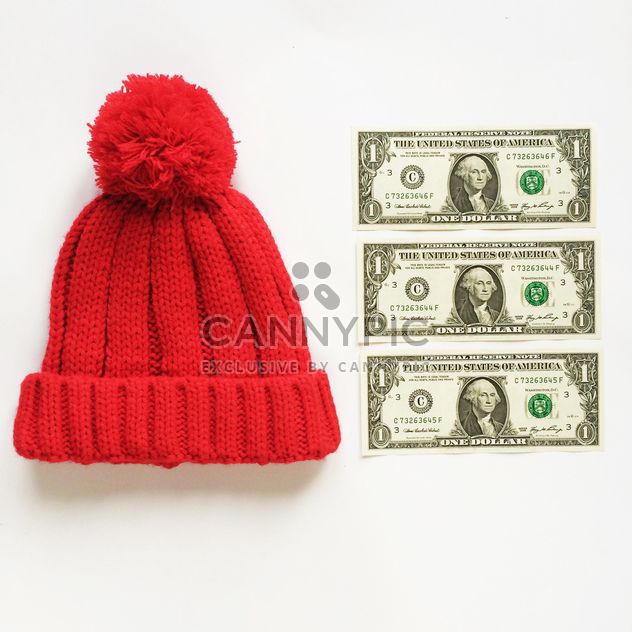 red hat for your child and 3 dollars on white background - image #329231 gratis