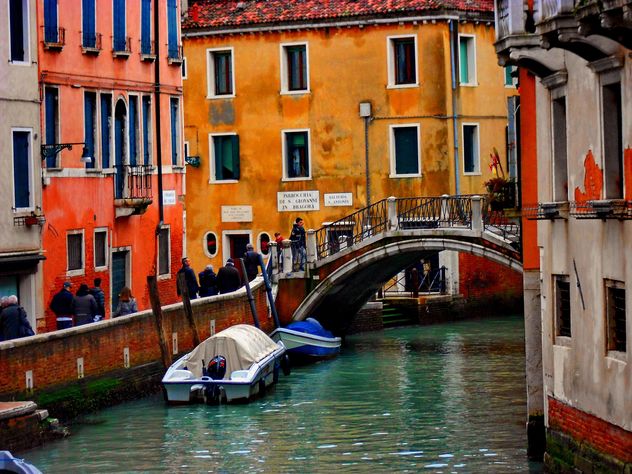 Gondolas on canal in Venice - Free image #333681