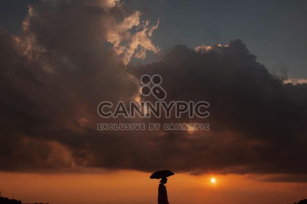 Silhouette of a girl with umbrella - image gratuit #335181 