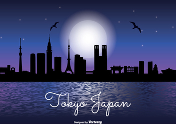 Tokyo Japan Night Skyline - vector #338121 gratis