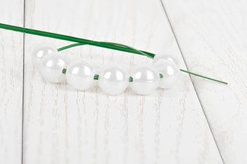 Pearl beads on green herb - Free image #344611
