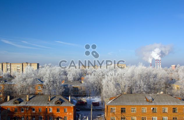 Aerial view on houses and white trees in winter, Podolsk - Free image #347031