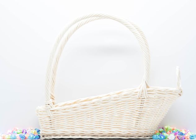White wicker basket on white background - Free image #347241