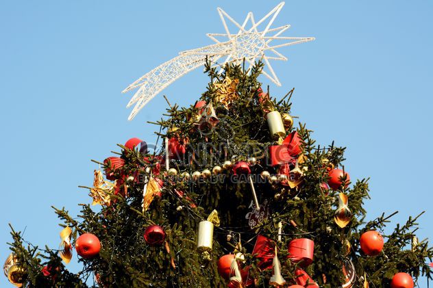 Decorated Christmas tree against blue sky - Kostenloses image #348431