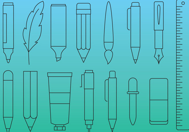Pens And Tools Line Icons - Free vector #352471