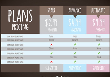 Web Design Pricing Table Template - Free vector #353311