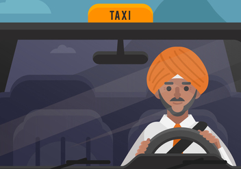 Vector Turban Man Taxi Driver - Free vector #360421