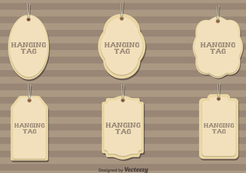 Set Of 6 Vector Hanging Cardboard Tags - Free vector #361091
