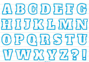 Blue Crayon Style Alphabet Set - vector gratuit #363081 