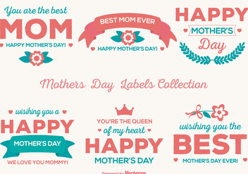 Cute Mother's Day Vector Labels - бесплатный vector #365011