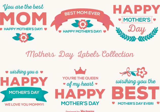 Cute Mother's Day Vector Labels - vector gratuit #365011 