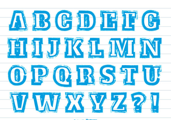 Messy Blue Paint Stroke Style Alphabet - Free vector #367771
