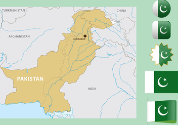 Pakistan Map And Flags - бесплатный vector #369851