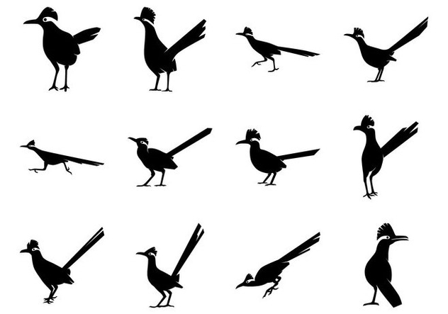 Free Roadrunner Bird Silhoutte Vector Pack - vector gratuit #370371 