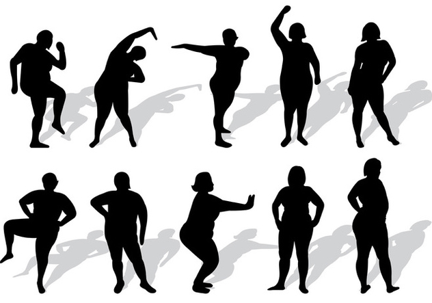 Set Of Plus Size Woman Silhouettes Vector - Kostenloses vector #375471