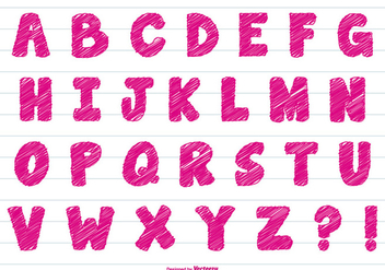 Cute Scribble Style Vector Alphabet - vector gratuit #379631 