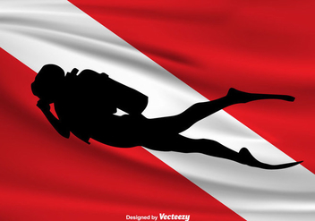 Vector Dive Flag And Diver Icon - Free vector #379661