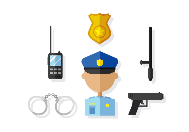 Vector Police Man and Elements - vector gratuit #380431 