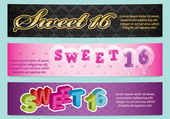 Sweet 16 Banners - vector gratuit #381031 