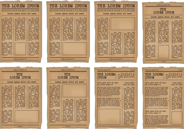 Old Newspaper Template vector set - vector gratuit #384341 