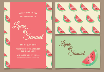 Watermelon Vector Wedding Invite - бесплатный vector #388171