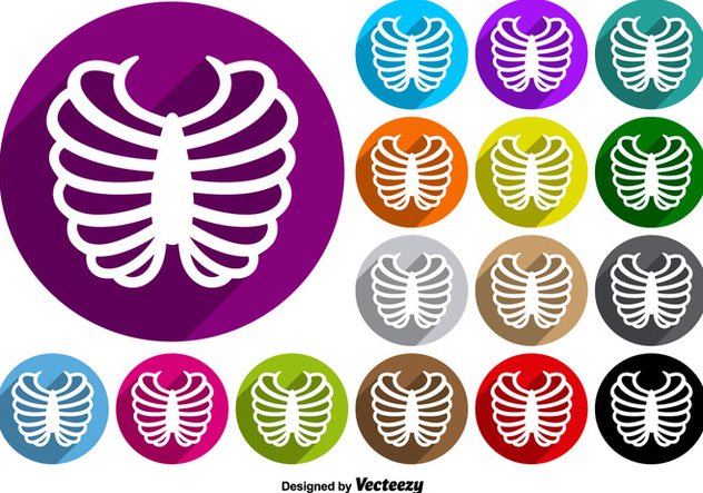 Rib Cage Icon Colorful Buttons Vector Set - Free vector #390081