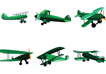 Green Biplane Vector - Kostenloses vector #390631